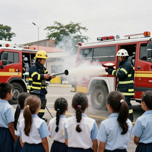Prefectura del Guayas acerca a 40 niños de Pradera al trabajo de los bomberos