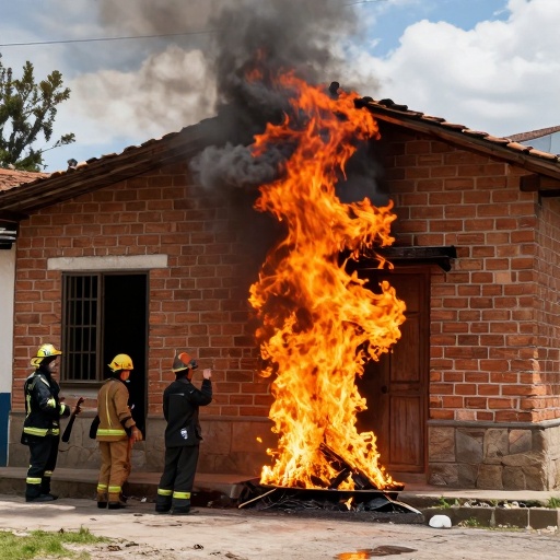 Incendio estructural consume viviendas en centro de Riobamba; bomberos combaten llamas