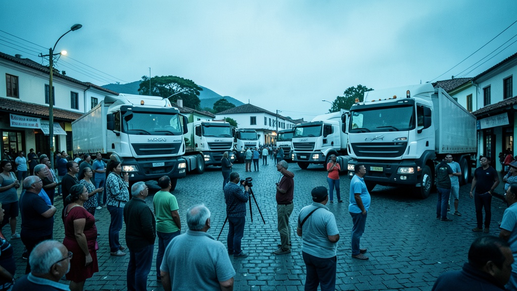 Transportistas bloquean el obelisco de Alóag por el asesinato de Derlys en Balzar