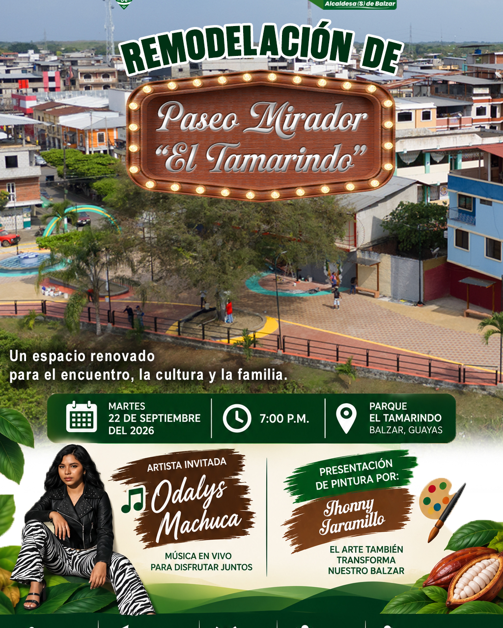 Inauguran remodelado Paseo Mirador El Tamarindo con arte y música en Balzar