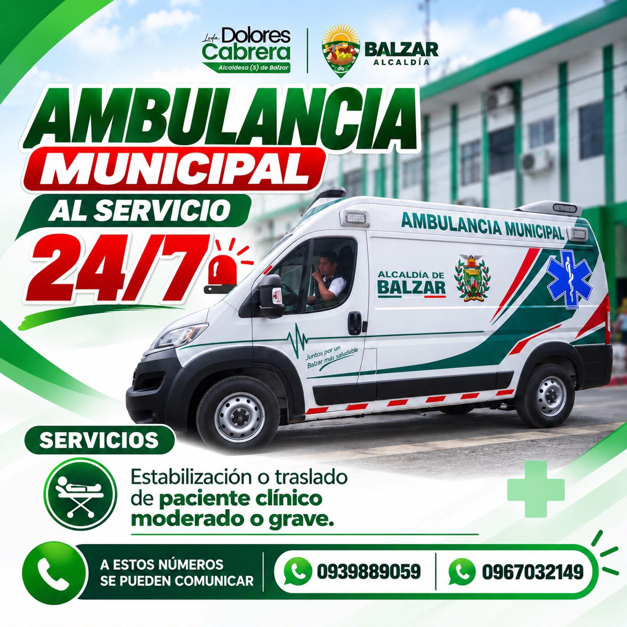 Ambulancia municipal de Balzar ya está operativa las 24 horas