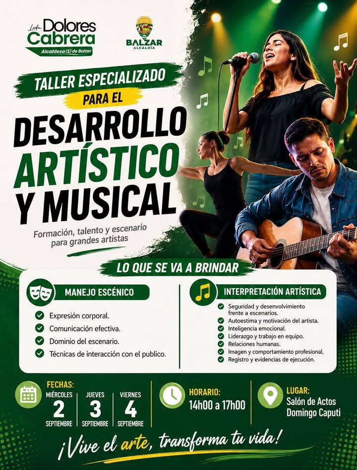 Alcaldía de Balzar impulsa el talento local con nuevo taller artístico y musical