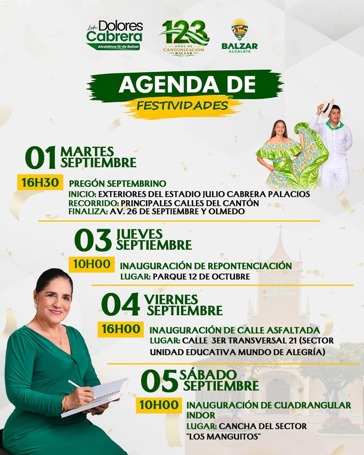 Balzar celebra sus 123 años de cantonización con una agenda oficial de festividades
